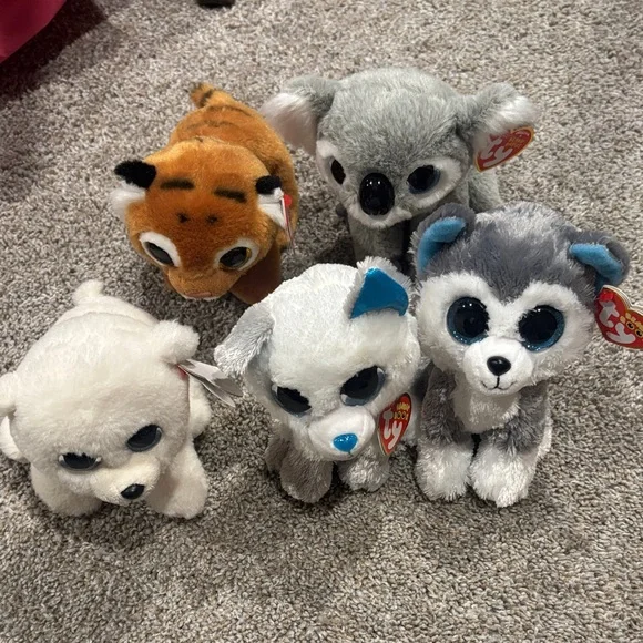 Ty Beanie Boo’s Plush Toy Collection - White, Gray, Brown - Picture 2 of 2
